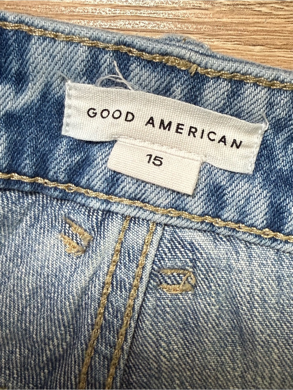 Good American Bombshell Cutoff Distressed Denim Shorts Blue649 Size 15 Plus - Picture 6 of 8